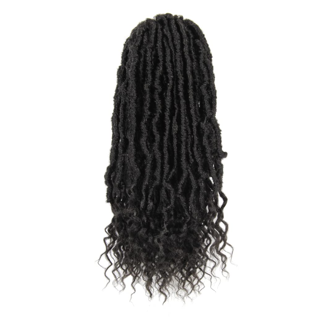 BOHOBABE 14 Inch New Faux Locs With Curly End 6 Packs Soft Locs Crochet Hair Short Natural Crochet Braids (6Packs,2#)