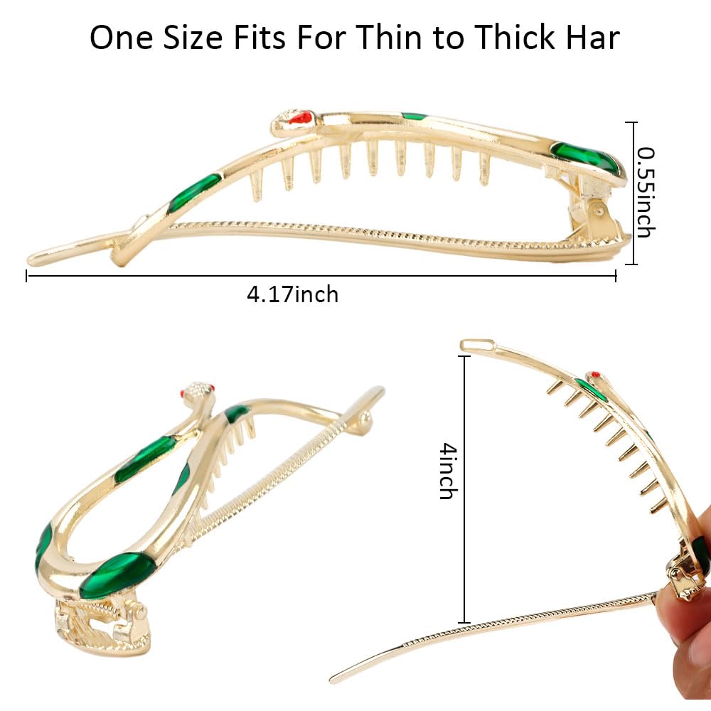 Ahoney 4 Pack Snake Hair Clip Metal Twist Hair Pin French Hair Clips Banana Clips Snake Jewelry Rhinestone Hair A Ccessories Hai