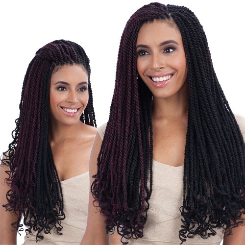 Freetress Equal Synthetic Hair Braids Double Strand Style Cuban Twist Braid 24'' (6-Pack, 1B)