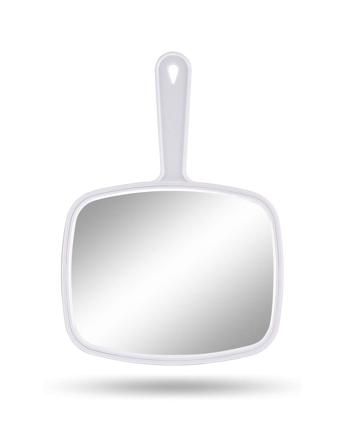 Gladmart Hand Mirror Salon Barber Hairdressing Handheld Mirror with Handle (Square White 7.4 x 10.3 inches)