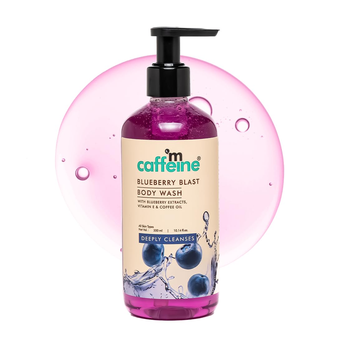Mcaffeine Blueberry Blast Body Wash With Fruity Fresh Blueberry Long Lasting Fragrance - 300 Ml | Deep Cleansing & Detan For Sof