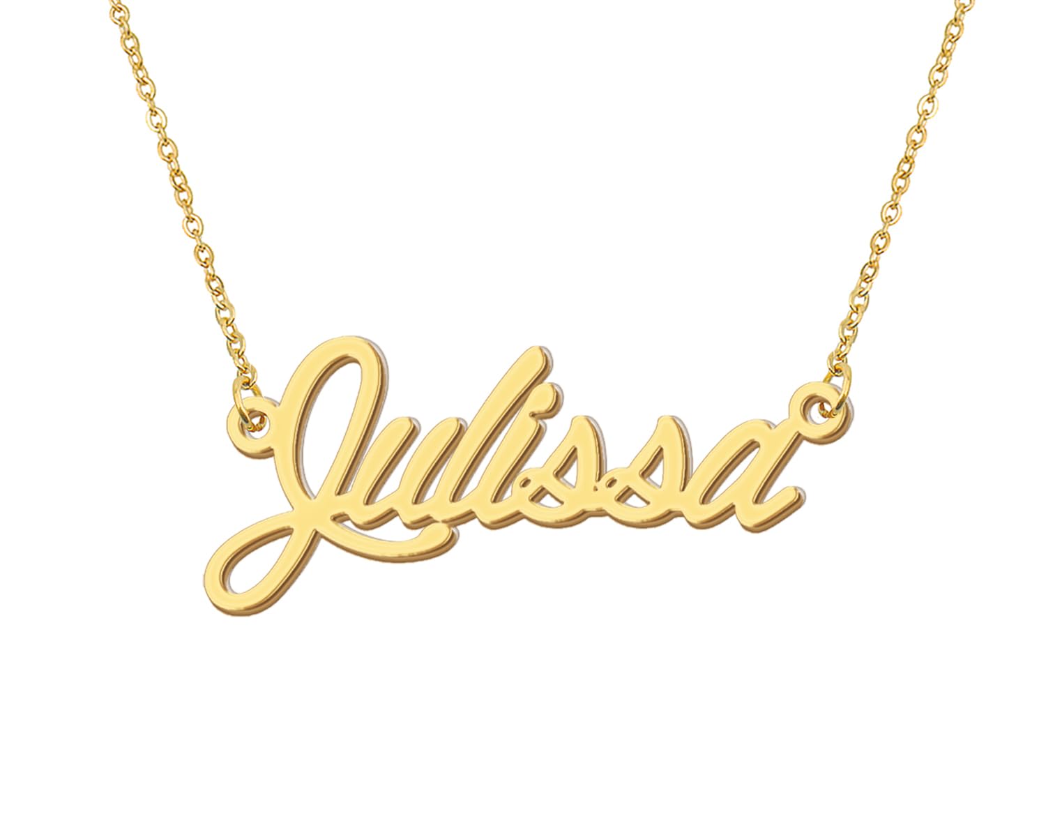 Aoloshow 18k Gold Plated Julissa Name Necklace Womens Chain Nameplate Jewelry Stainless Steel for Valentine's Day