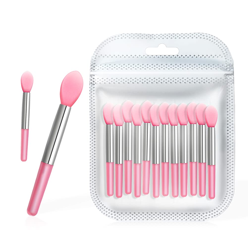 Spove 12pcs Silicone Lip Brush Makeup Eyebrow Lipstick Brushes Applicator Cosmetic Brush Set Silicone Brushes Wands Fit Balm Mas