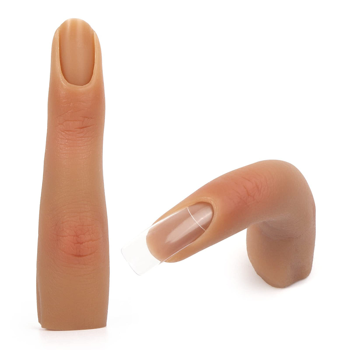2 Pieces Silicone Practice Fingers for Acrylic Nails, Fake Training Hand Finger Model Flexible Bendable Mannequin Finger, Soft R