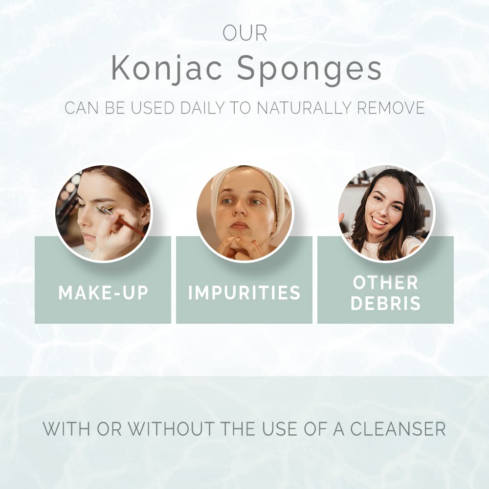 Wildpier Beauty Bamboo Charcoal Konjac Sponge, Natural Luxury Facial Exfoliator, Face Scrubber, Makeup Remover, Plant Based Gent