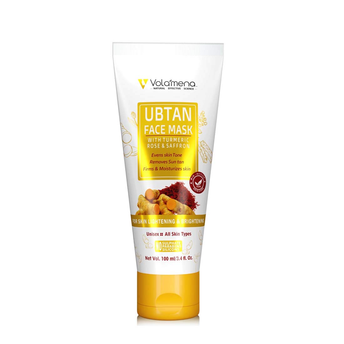 Volamena Ubtan Face Mask With Turmeric & Saffron For Radiance & Glowing Skin For Women & Men 100 Ml