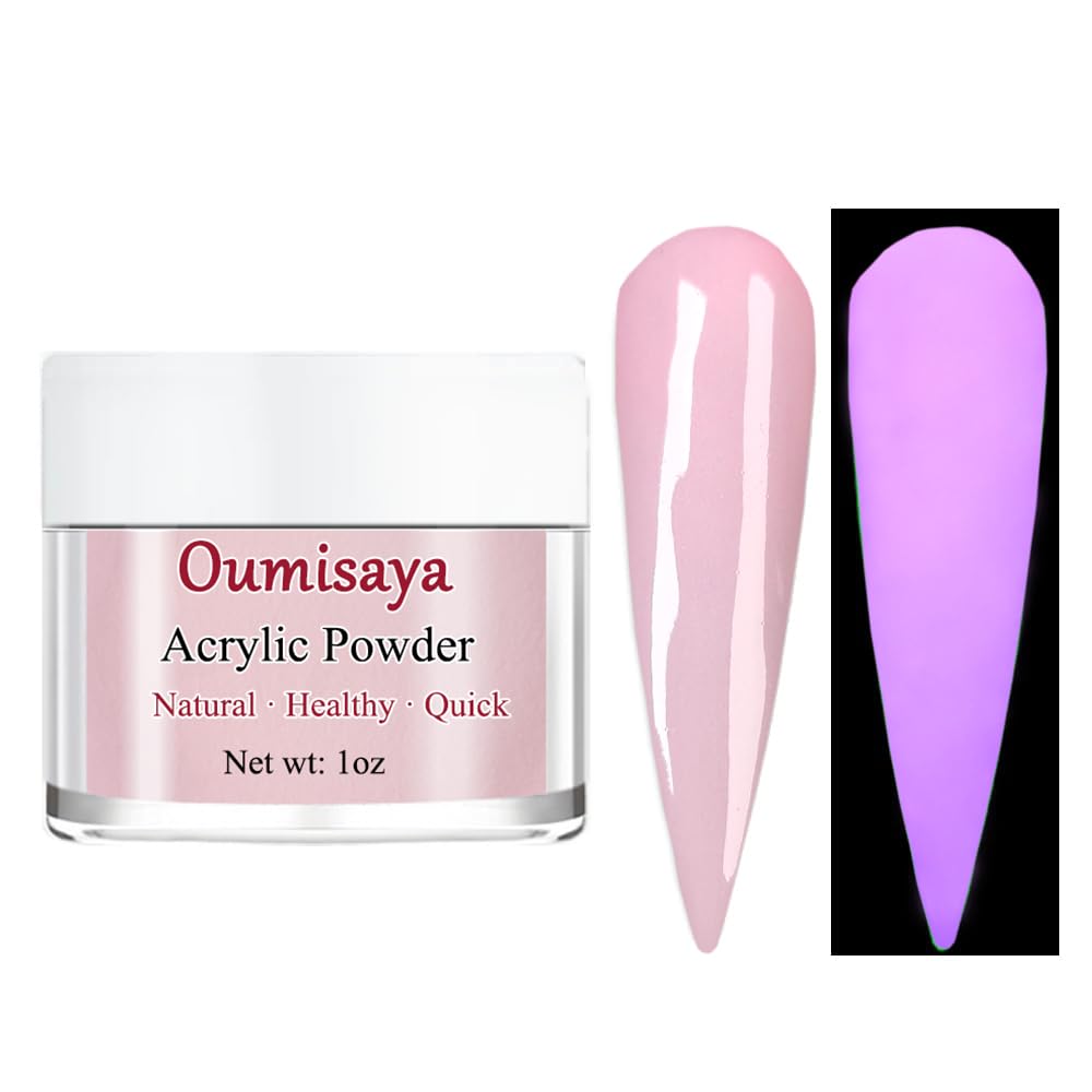 Glow in the dark Nail Acrylic Powder Pink Color 1OZ for french nail art design