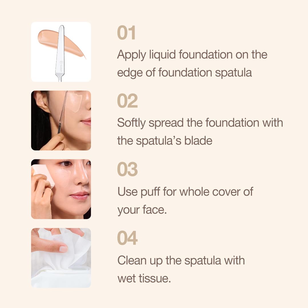 STUDIO17 Foundation Spatula Made of Stainless Steel | Professional Makeup Spatula for Even Application of Foundation | Double Ed