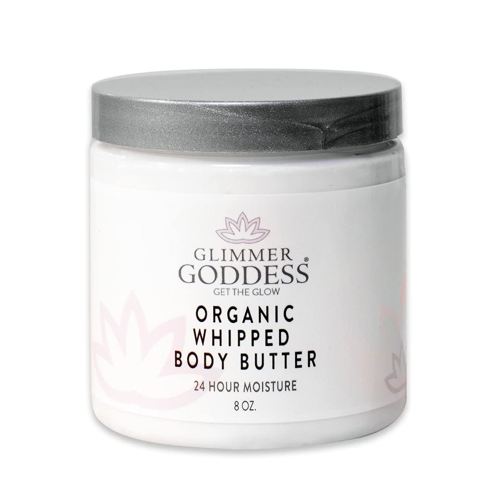 Glimmer Goddess Organic Whipped Body Butter- Spiced Pumpkin Pie, Vegan, 24 Hr Hydration, Less Stretch Marks, All Skin Types, Chi