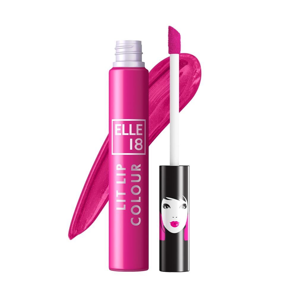 Elle 18 Lit Lip, Matte Finish, Pink Pout, 16 Hrs Long Lasting Liquid Lipstick, Smudge And Transfer Proof Lipstick, One-Stroke Ap