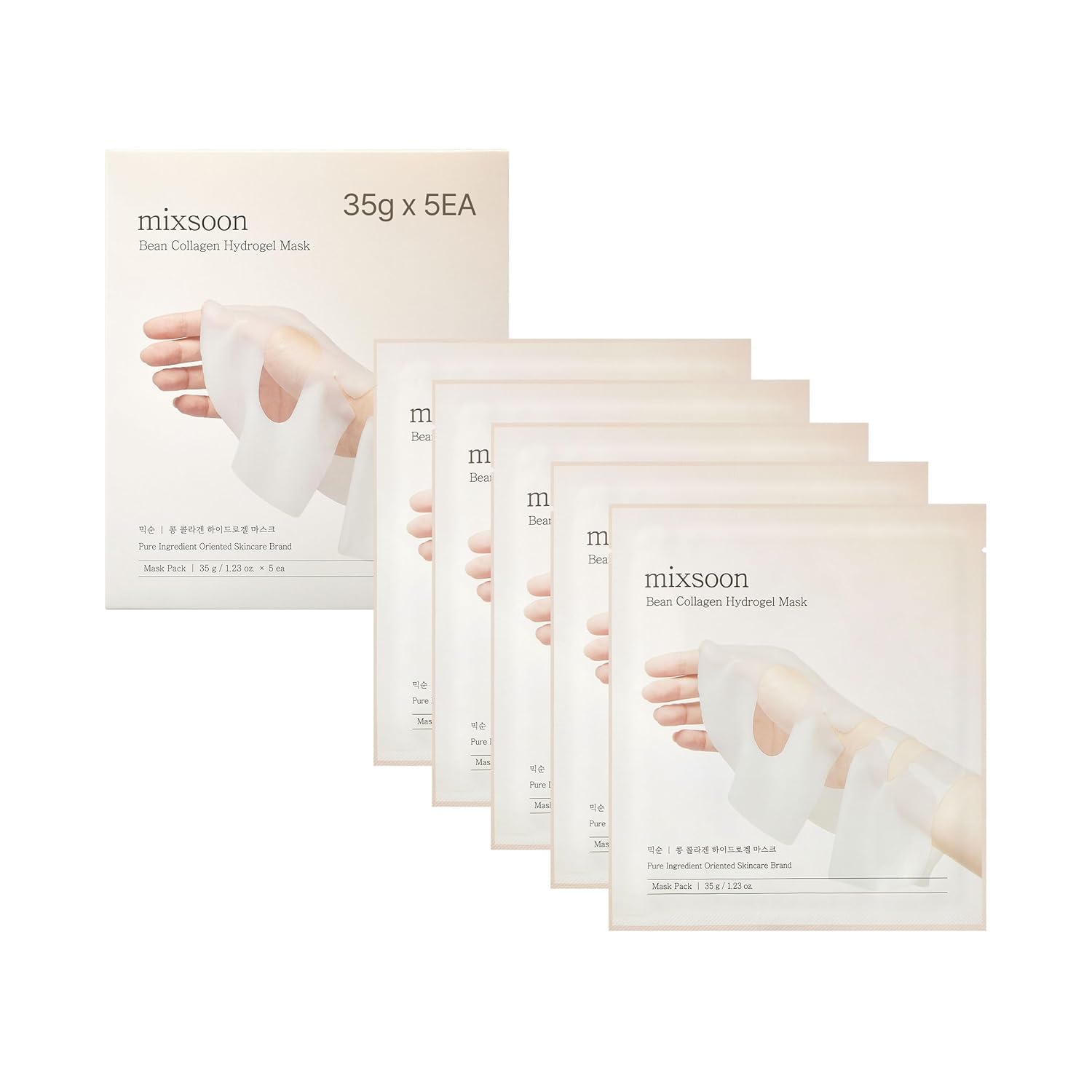 mixsoon Bean Collagen Hydrogel Mask Hydration All-In-One Firming, Soothing Gel Formula Face Mask for Radiant, Smooth Skin Stocki