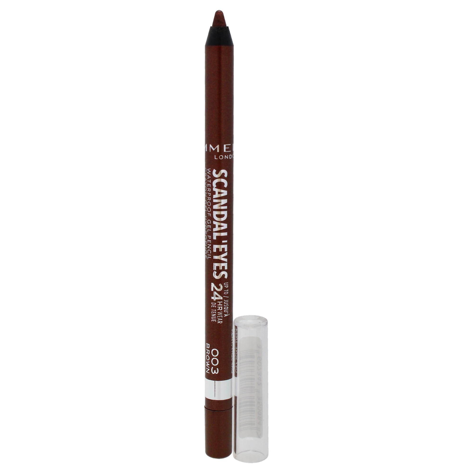 Rimmel London Scandaleyes Waterproof Kohl Kajal Eyeliner Pencil, Intense Color, Long-Wearing, Smudge-Proof, 003, Brown, 0.04Oz
