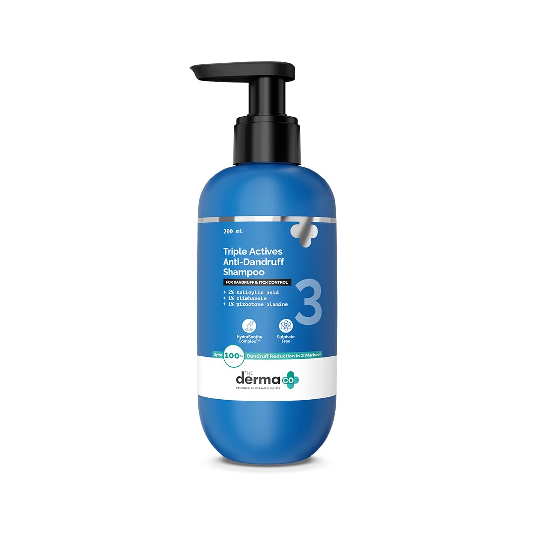 The Derma Co Triple Actives Anti-Dandruff Shampoo (200 Ml) | Power Of 3 Actives - 2% Salicylic Acid, 1% Climbazole & 1% Pirocton