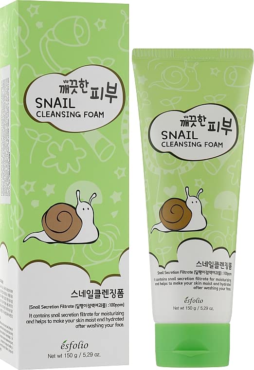 esfolio Snail Cleansing Foam – Nourishing Face Wash with Snail Extract for Hydrated Skin – 5.29oz