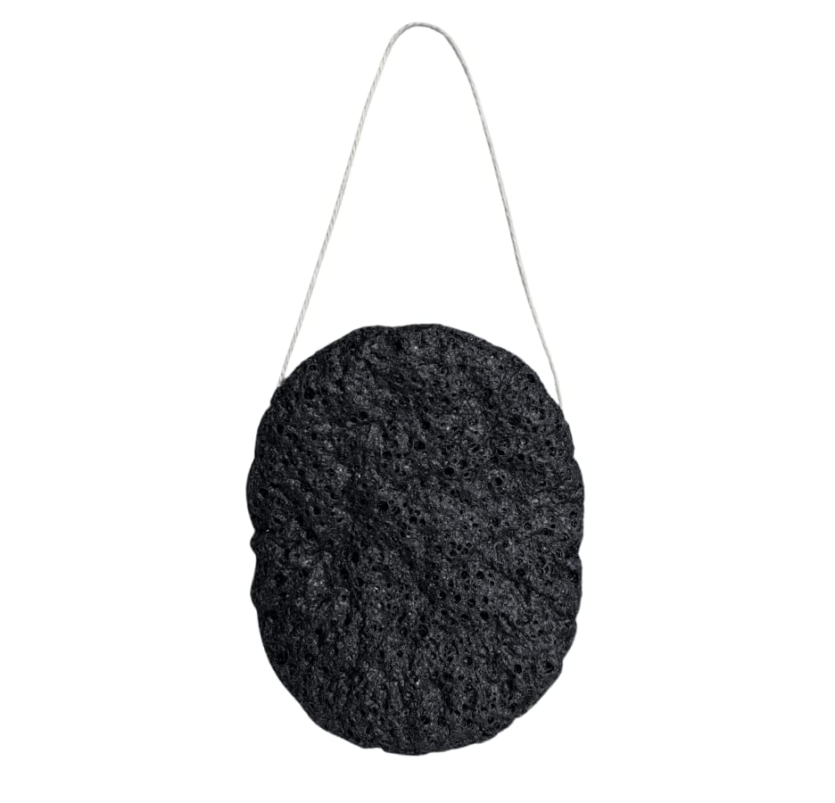 Wildpier Beauty Bamboo Charcoal Konjac Sponge, Natural Luxury Facial Exfoliator, Face Scrubber, Makeup Remover, Plant Based Gent