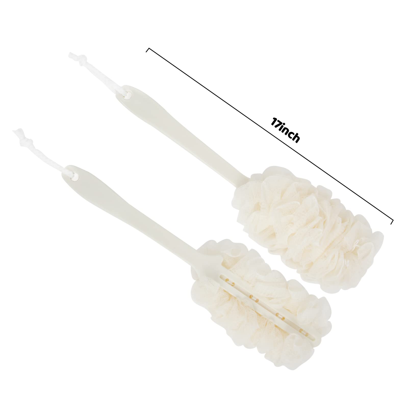 4Pack Back Scrubber For Shower, Evmliy Loofah Sponge Brush Exfoliating Body, Long Handle Scrub Brush For Shower With Loofah On A