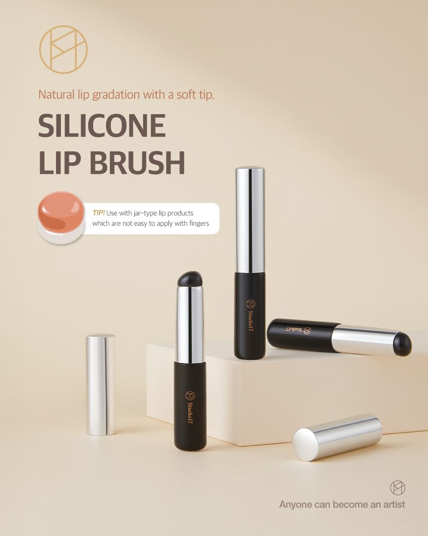 Studio17 Silicone Lip Brush For Lip Coloring | Lip Makeup Brush For Even & Detailed Application On Lip Color | Silicone Tip For