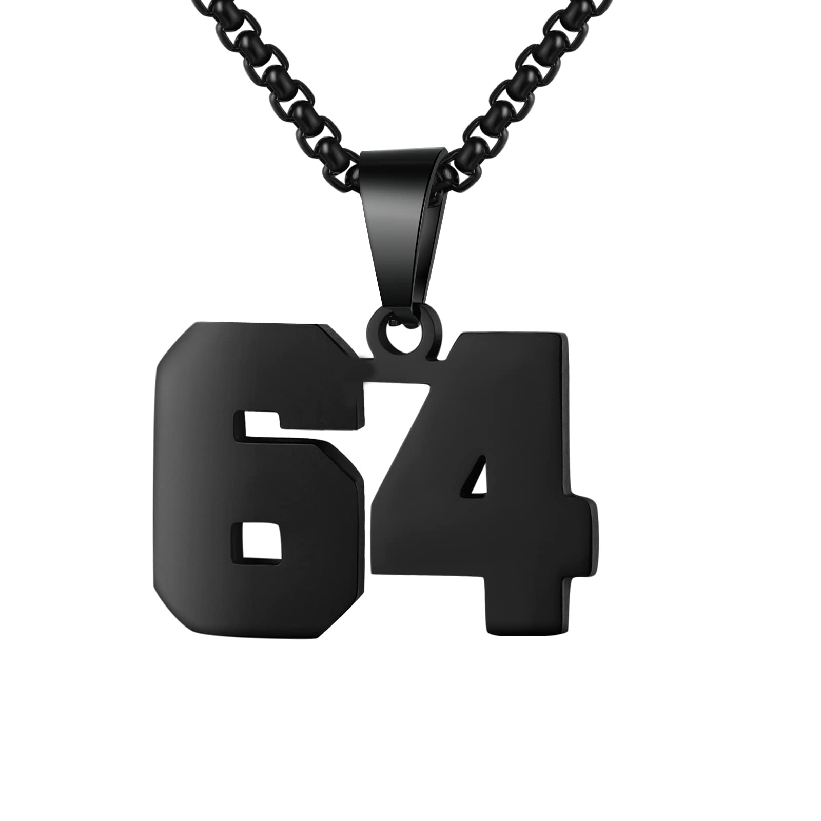 Number Necklaces Personalized Necklaces Black Initial Number Pendant Stainless Steel Chain Movement Necklaces for Men Women (64)
