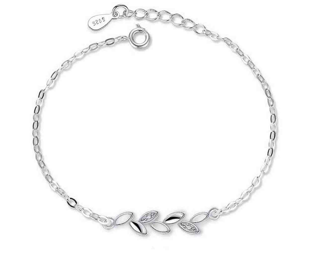 NiluS Collection Copper Sterling Silver Plated Charm Bracelet For Women (Silver)