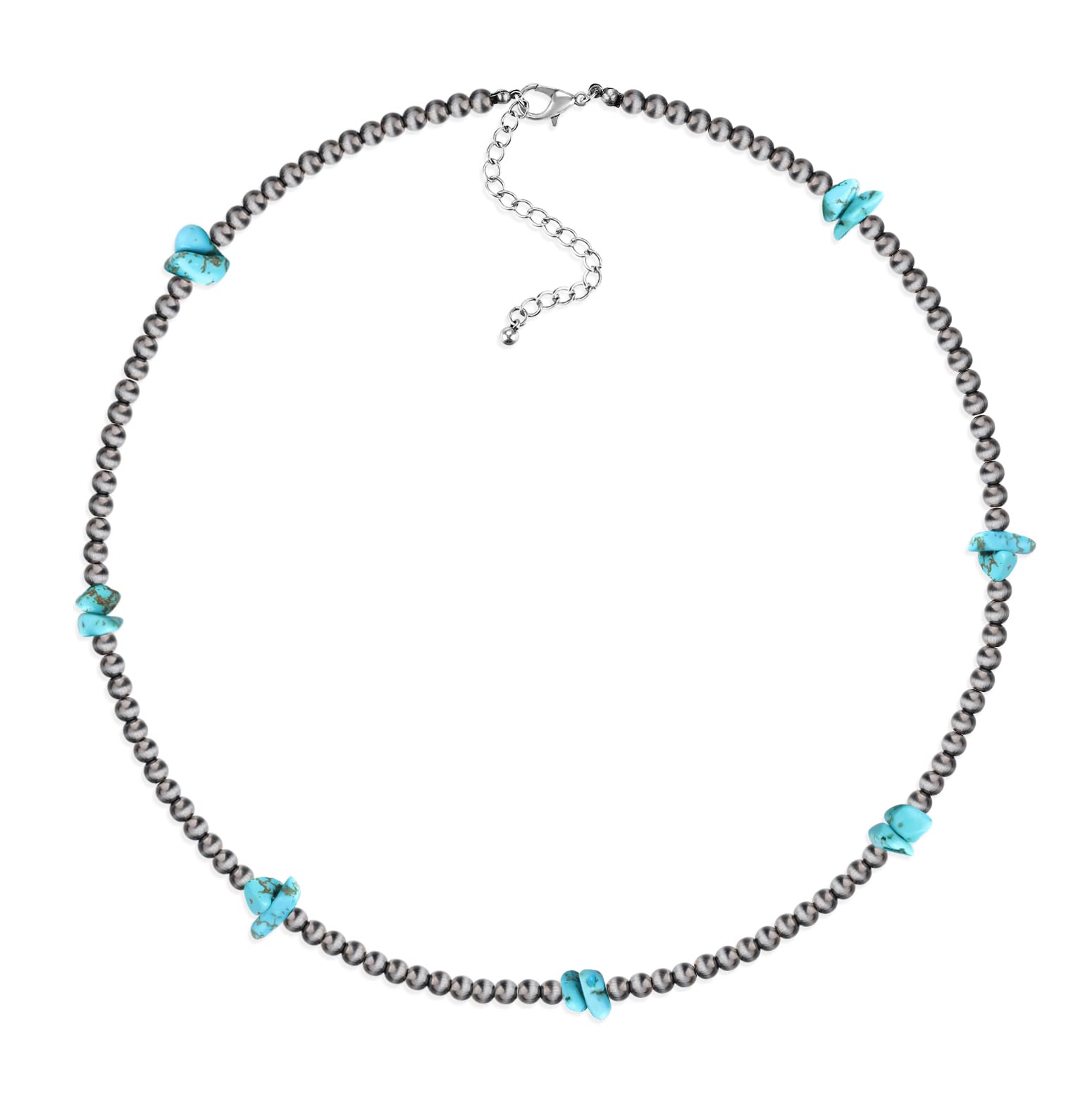 CHISOONBANNER Western Jewelry Navajo Pearl Necklace for Women Beaded Necklace Boho Vintage Choker (turquoise crushed stone)