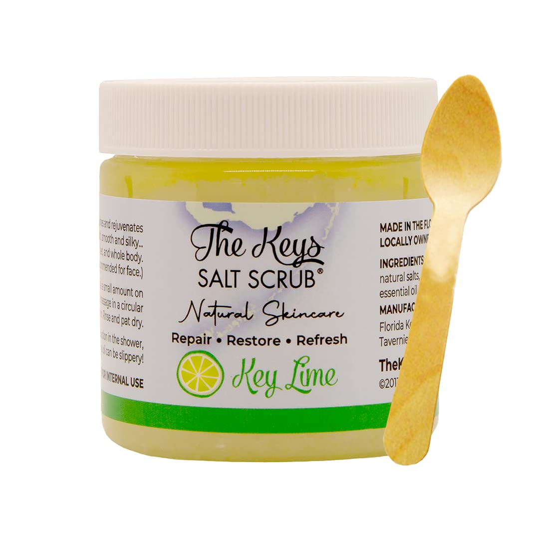 The Keys Sea Salt Scrub - Exfoliating Body Scrub & Wooden Spoon Foot Scrub & Hand Scrub For Men, Women - Made With Pure Florida