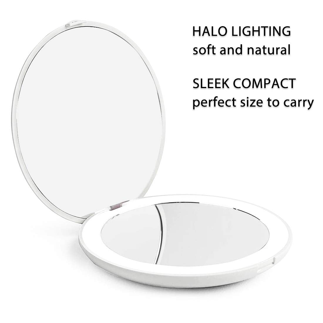 Milishow Travel Mirror With Led Lighted, 1X/10X Magnification Compact Mirror With Light, 2-Sided Illuminated Folding Round Mirro