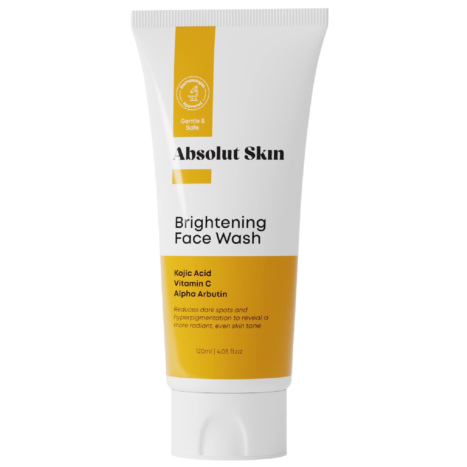AbsolutSkin Brightening Face Wash  Gentle Daily Cleanser with Kojic Acid, Vitamin C & Alpha Arbutin  Fades Dark Spots & Evens 