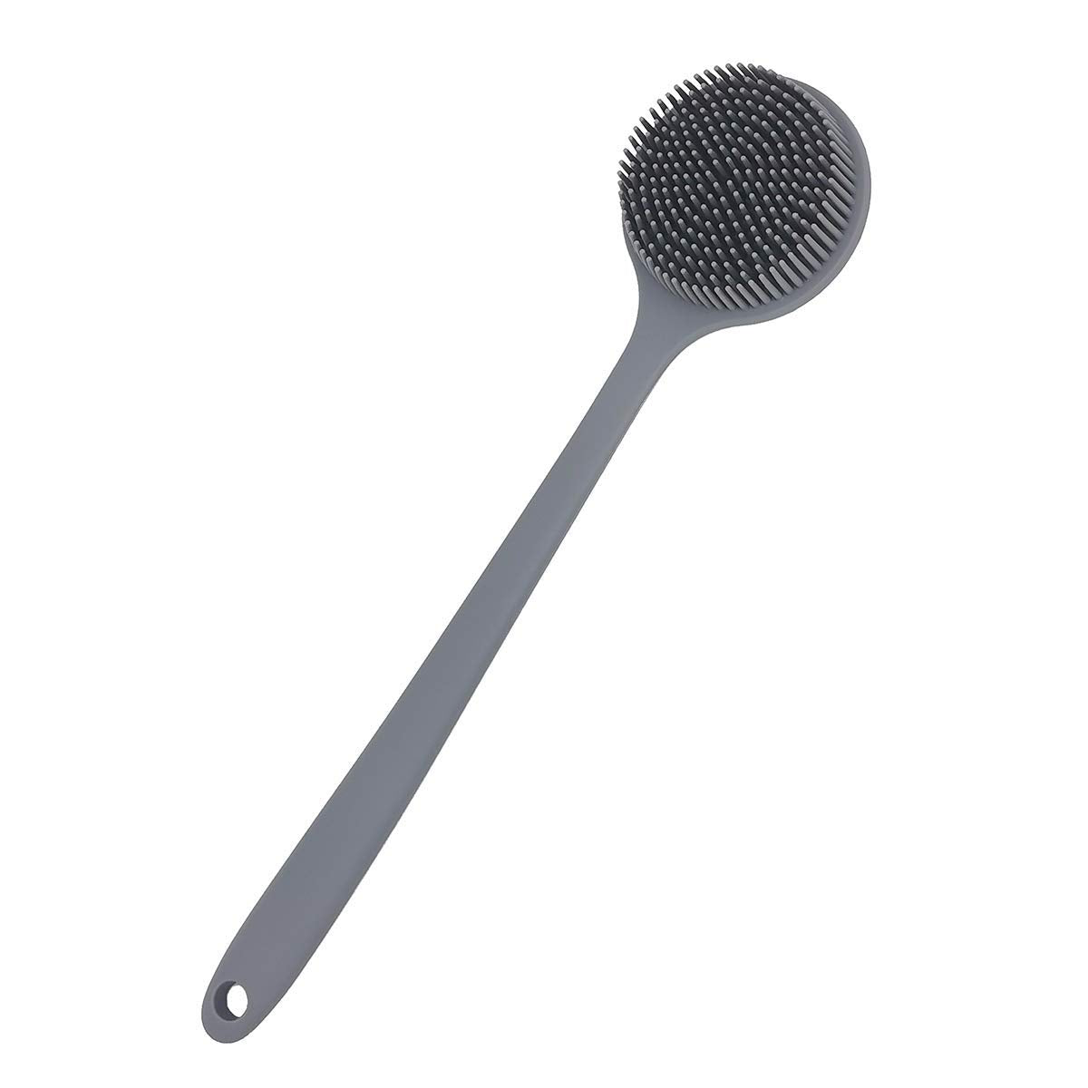Dnc Silicone Back Scrubber For Shower Bath Body Brush With Long Handle, Bpa-Free, Hypoallergenic, Eco-Friendly (Gray)