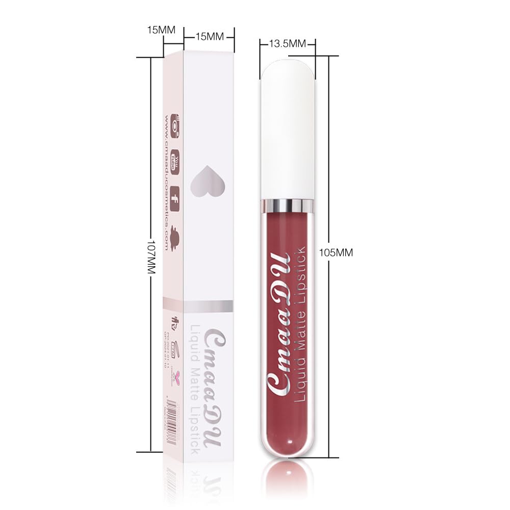 Evpct Cmaadu 1Pcs Deep Mauve Liquid Matte Lipstick Lipgloss Set For Women, Labiales Mate 24 Horas Originales Matte Larga Duracio