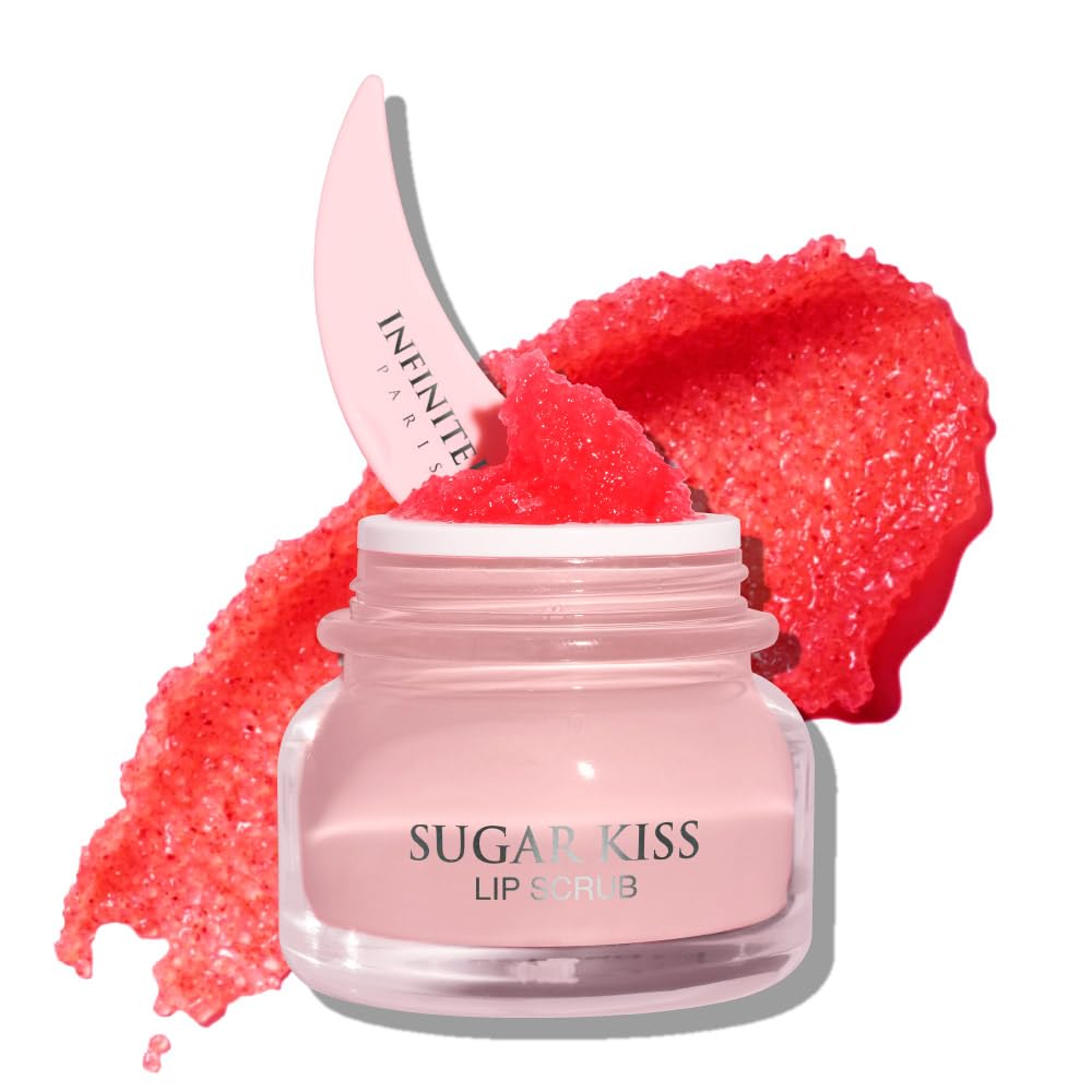 Infinitek Paris Sugar Kiss Watermelon Flavored Lip Scrub 2.4 Oz / 68 G - Hydrating Lip Balm, Scrubber Exfoliator, Lip Mask, Lip