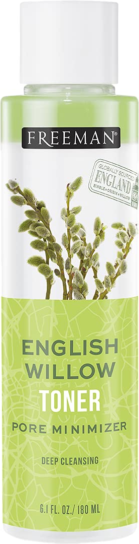 Freeman Exotic Blends Deep Cleansing English Willow Toner, Removes Makeup, Dirt, & Impurities, Clarifying Facial Toner, Pore-Min