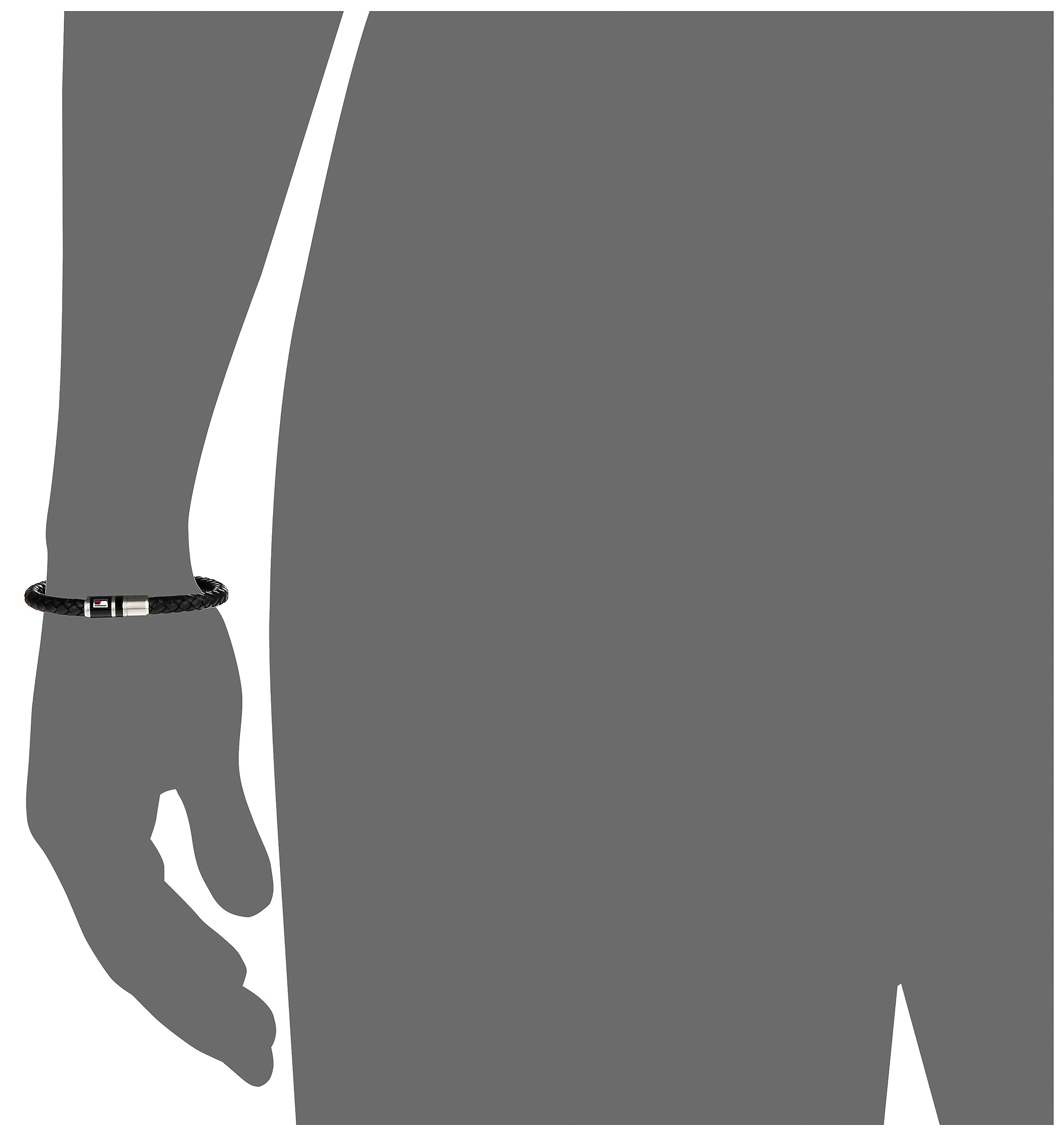Tommy Hilfiger Men's Jewelry Braided Leather Bracelet, Color: Black (Model: 2790293)
