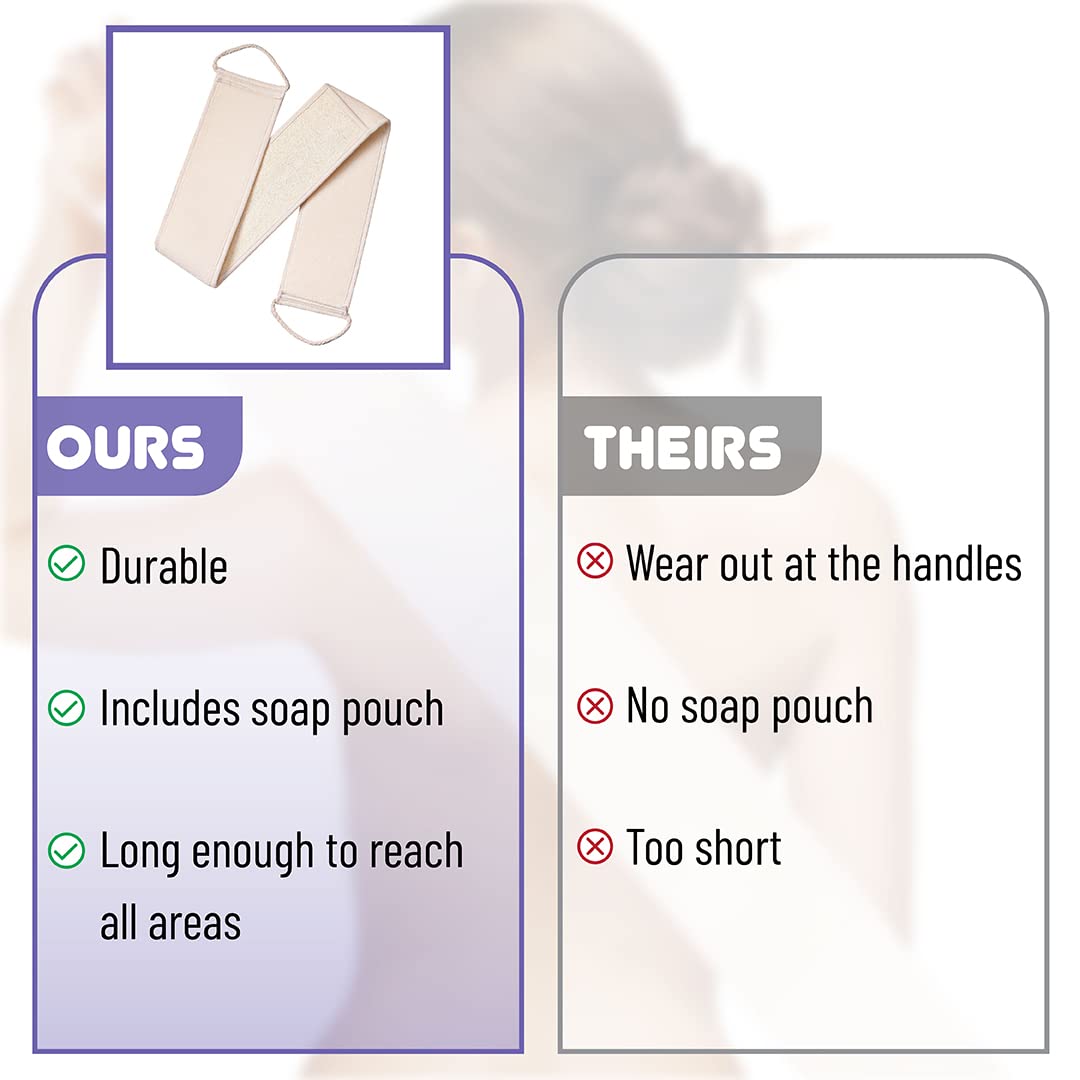 Slick- Exfoliating Loofah Back Scrubber For Shower, Back Scrubber, Loofah Back Scrubber, Shower Back Scrubber, Back Washer, Back
