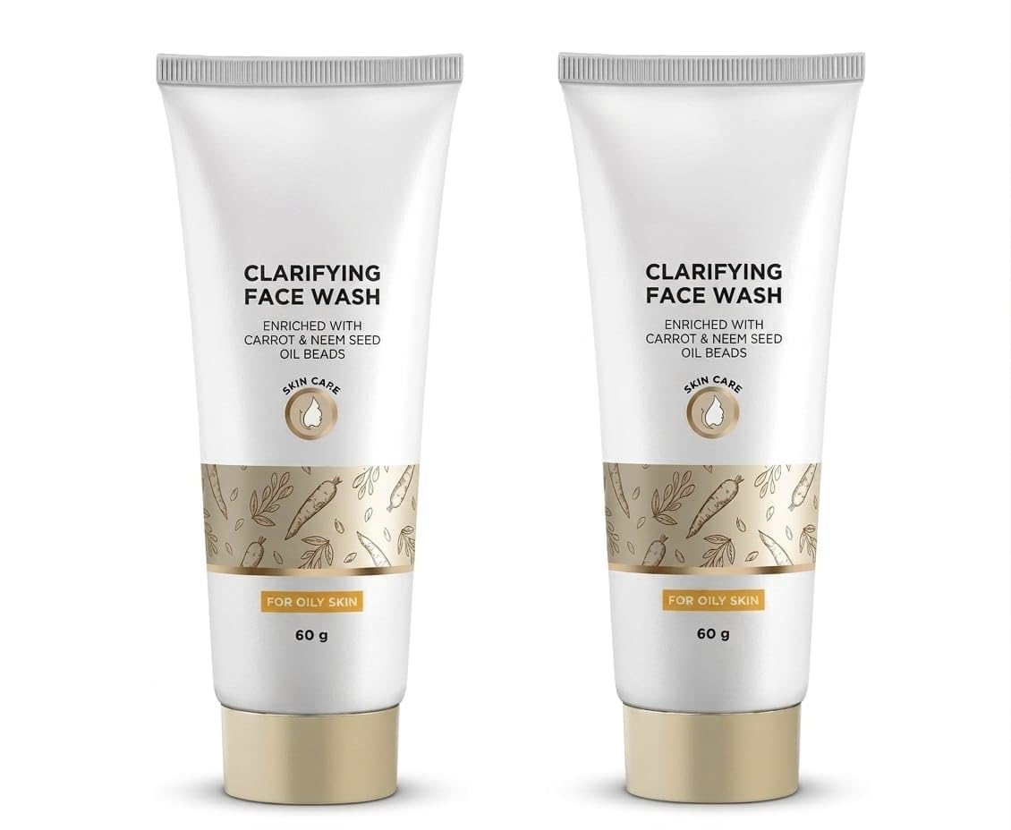 Clarifying Face Wash For Oily Skin With Carrot Extract & Neem Seed Oil Beads | Oil Control & Deep Cleansing Face Wash For AcneP