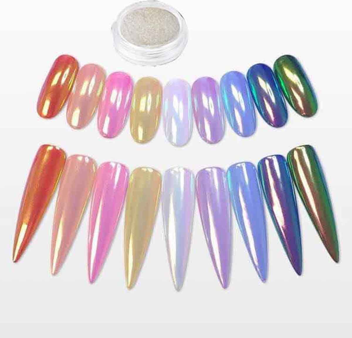 1 Box Laser Nail Glitter Peacock Mirror Powder Laser Dust Nail Art Chrome Pigment Powder Rose Gold Silver Mix Nail Art Glitter S