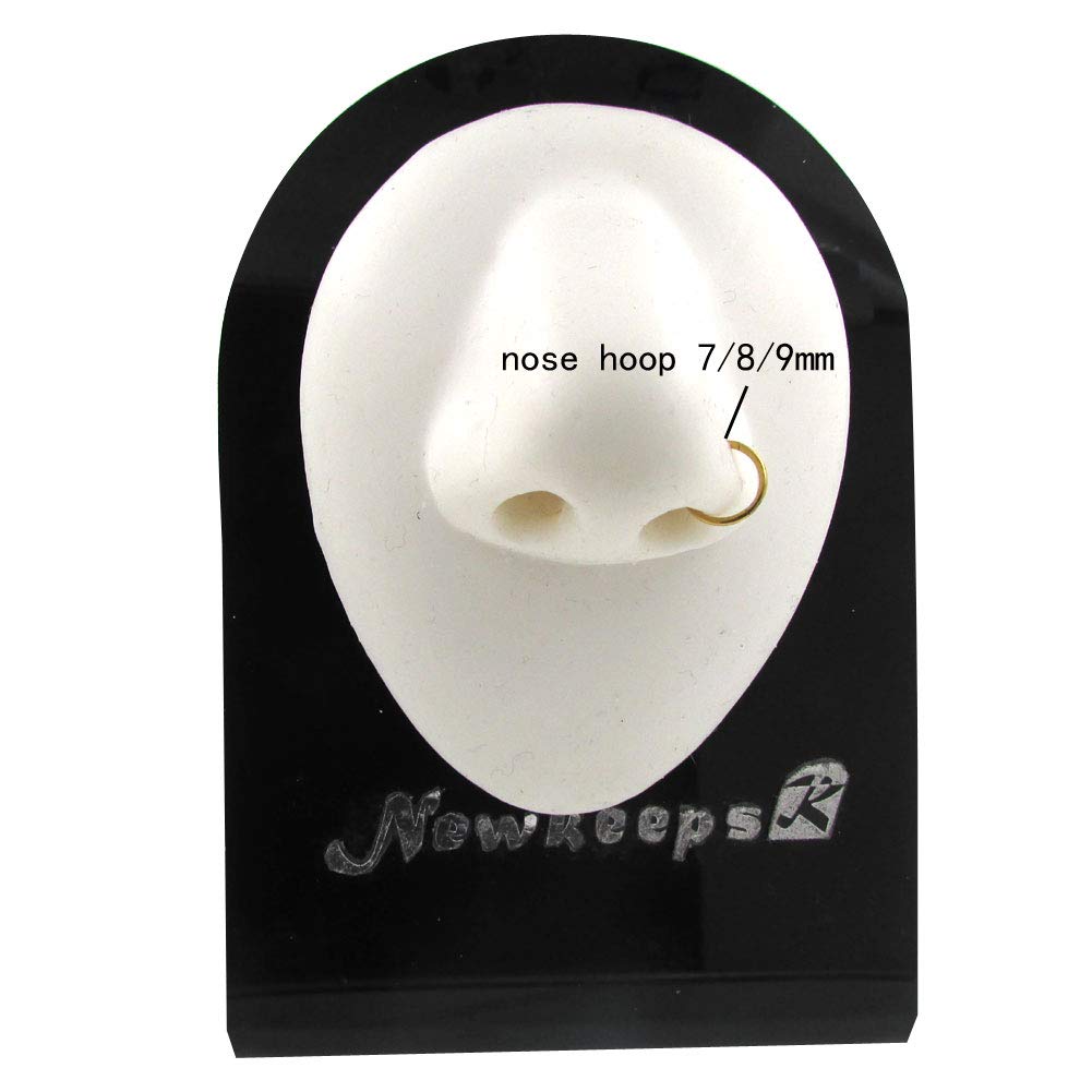 NewkeepsR 3PCS-0.8mm Gold Anodised Hinged Clicker Nose Hoop Rings, 20 Gauge 316L Steel Seamless Segment Sleeper Earrings Piercin