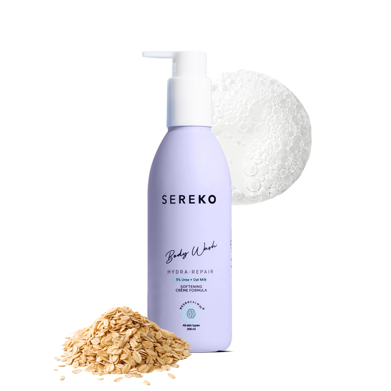 Sereko 5% Urea & Oat Milk Body Wash 200 Ml | For Strawberry Skin, De-Tan, Body-Acne| Body Wash For Men & Women | Aha Bha Free, P