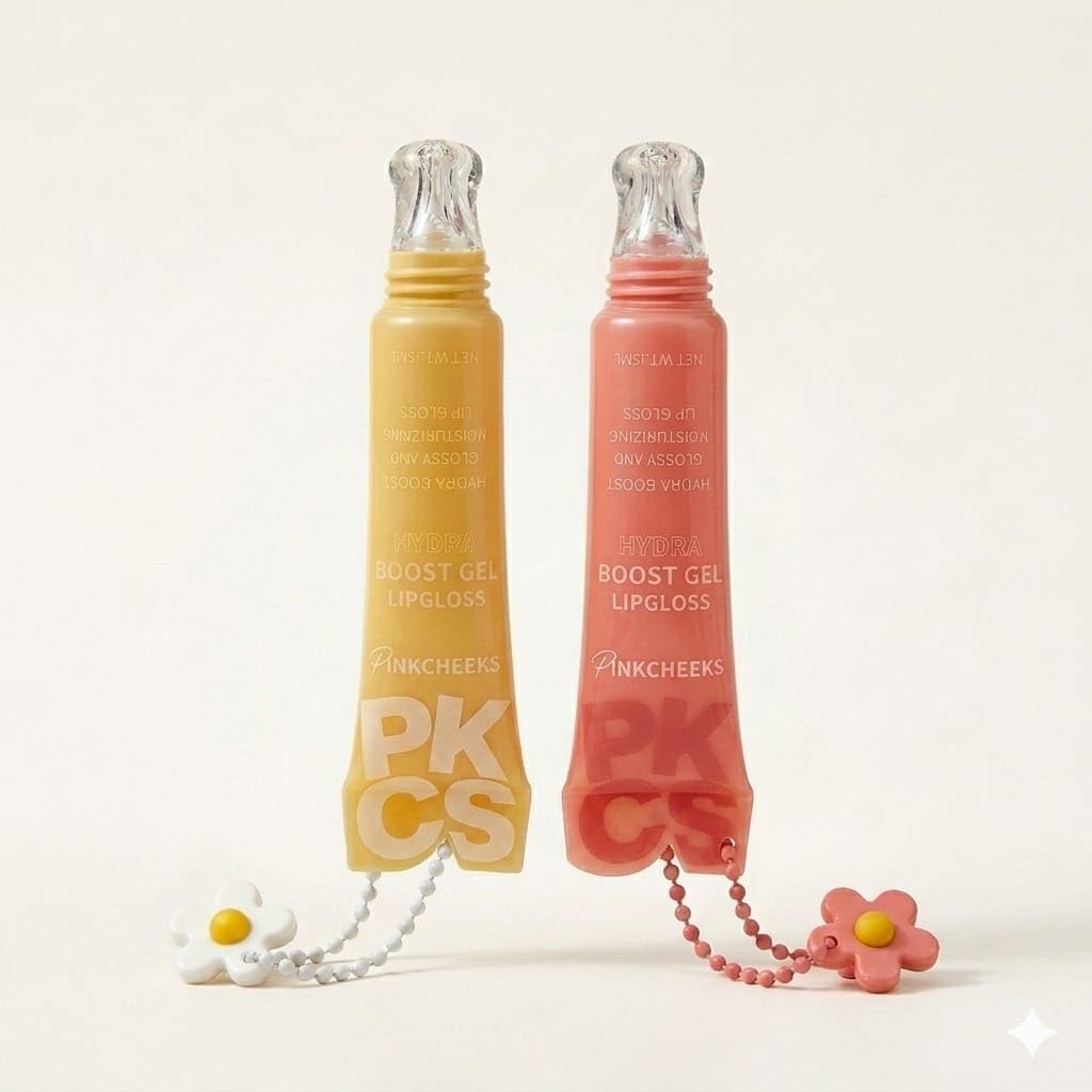 Pinkcheeks 2 Pcs Korean Lip Gloss Combo For Girls & Women | Glossy Lip Gloss With Soft Tint Crystal Tip | Hydrating, NonSticky,