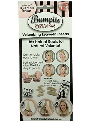 Bumpits Snaps Hair Volumizing Leave-in Inserts,Light/Dark Blonde Lifts Hair at Roots for Natural Volume
