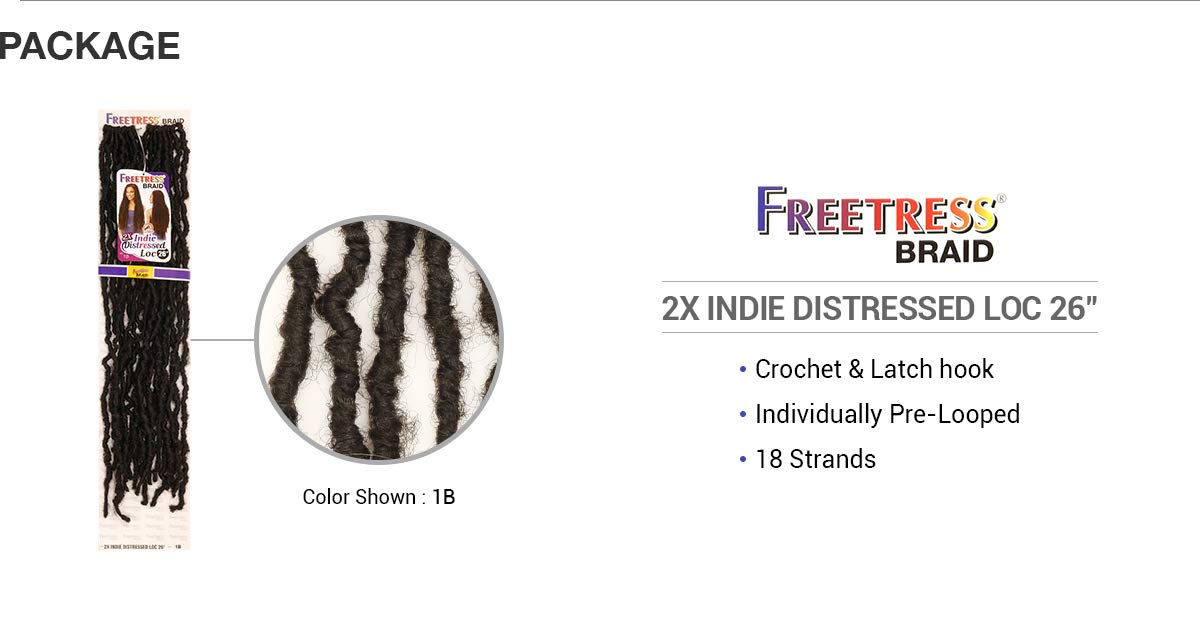 Freetress Crochet Braids 2X Indie Distressed Loc 26'' (5-Pack, 4)
