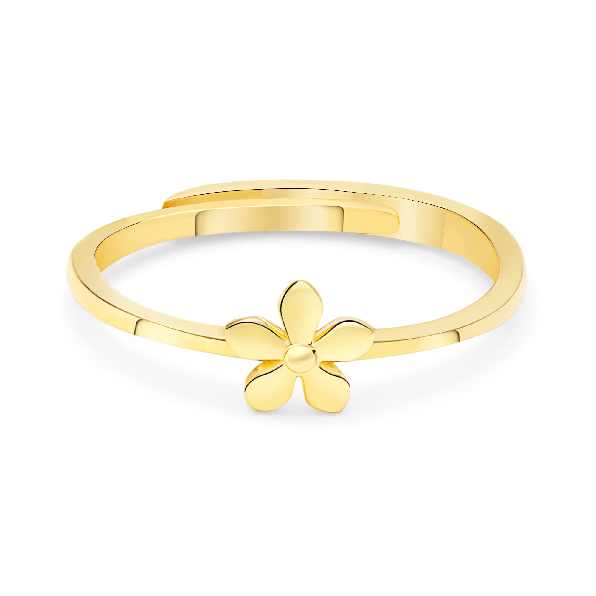 GIVA 925 Silver 18k Gold Plated Tiny Flower Ring, Adjustable | Gifts for Girlfriend, Rakhi Rakshabandhan Gift for Sister Bhabhi 