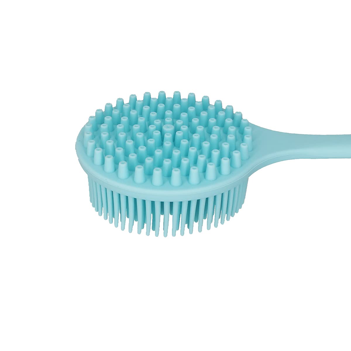 Dnc Soft Silicone Back Scrubber Shower Bath Body Brush With Long Handle (Blue)