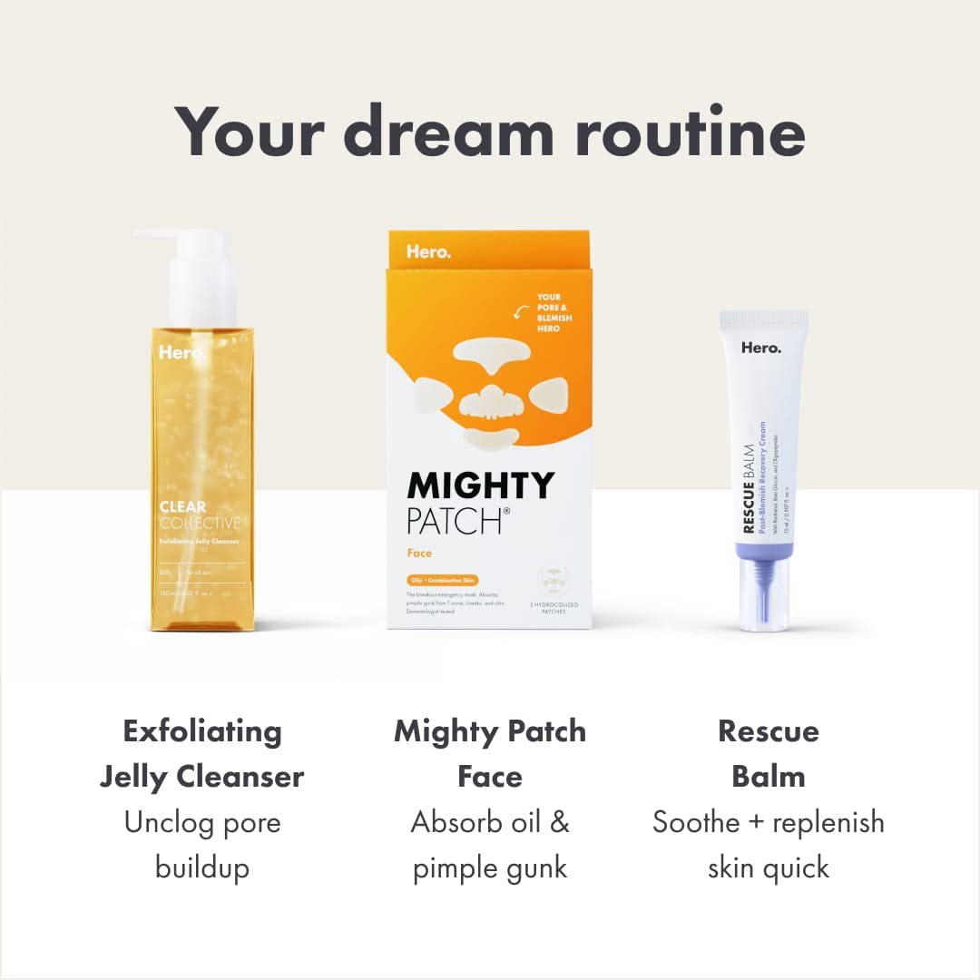 Mighty Patch Face Patch From Hero Cosmetics - Xl Hydrocolloid Face Mask For Acne, 5 Large Pimple Patches For Zit Breakouts On No