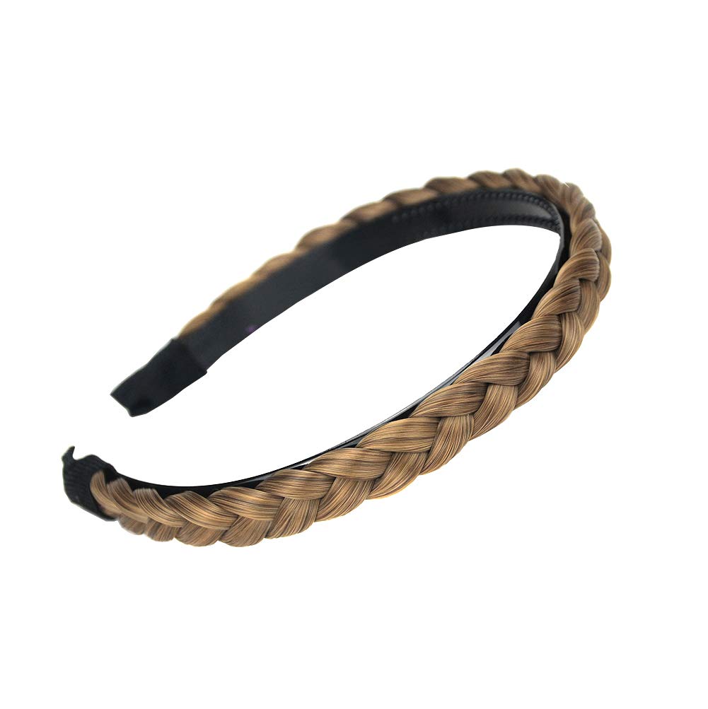 DIGUAN Headband Synthetic Hair Plaited Headband Braid Braided With Teeth Hair Band Accessories for Women Girl Wide 0.6 Inch (Dir
