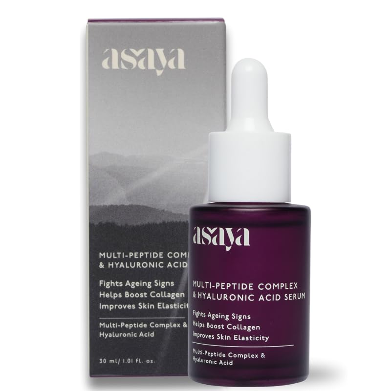 Asaya Multi Peptide Face Serum With Hyaluronic Acid | Collagen Boosting, Hydrating Overnight Repair Serum | Advanced AntiAging 