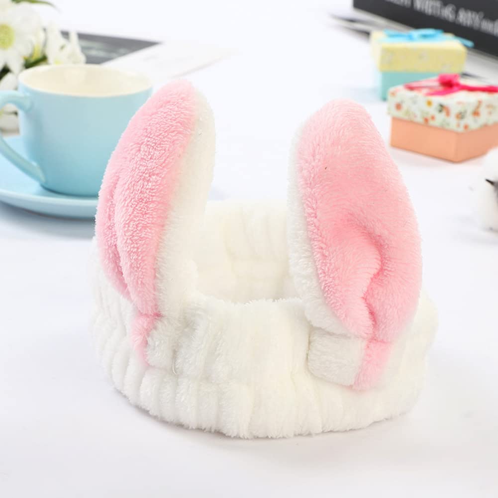 Akoak 2 Pcs Lovely Flannel Ear Elastic Hair Band,Used For Facial Makeup, Face Washing, Makeup Remover,Cute Tool To Keep Your Hai