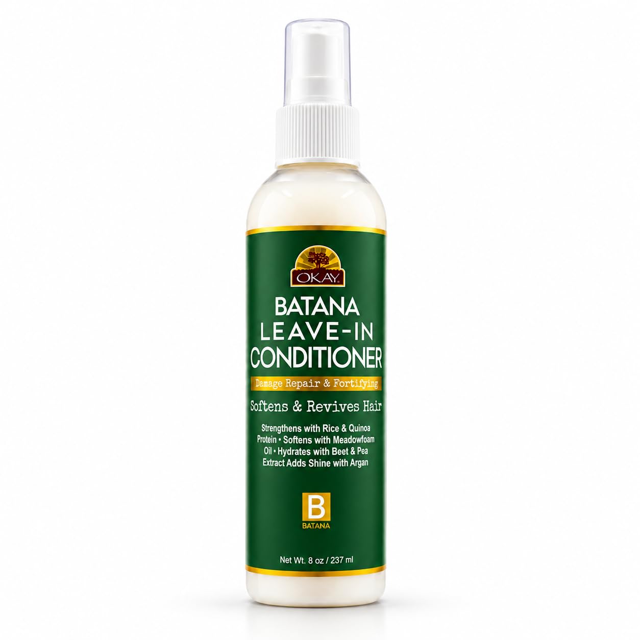 OKAY Batana LeaveIn Detangler Conditioning Spray 8 oz  Hydrating Hair Detangler with Batana Oil, Quinoa & Meadowfoam  Lightwe