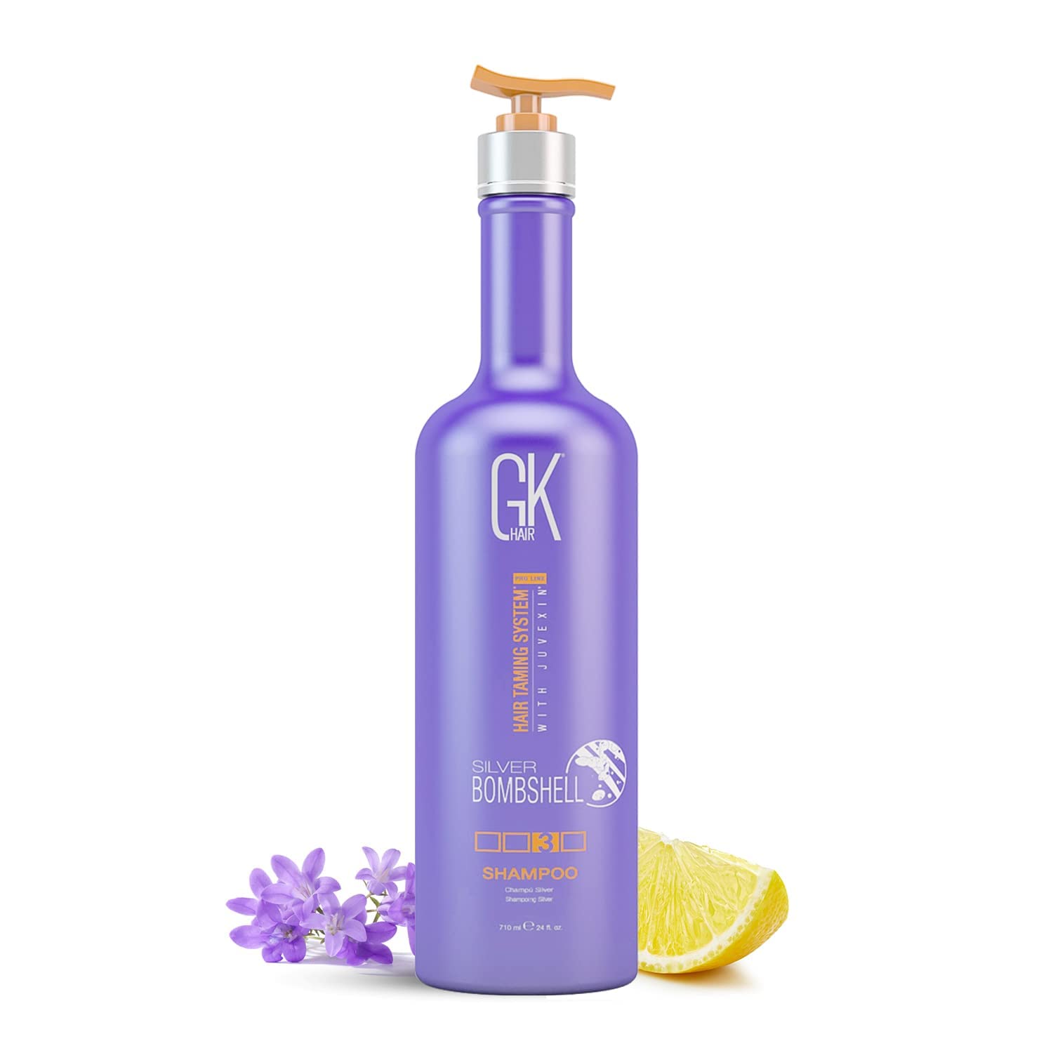 Gk Hair Global Keratin Silver Bombshell Purple Shampoo (24 Fl Oz/710Ml) For Blonde, Platinum, Ash, Silver & Gray Hair Moisturize