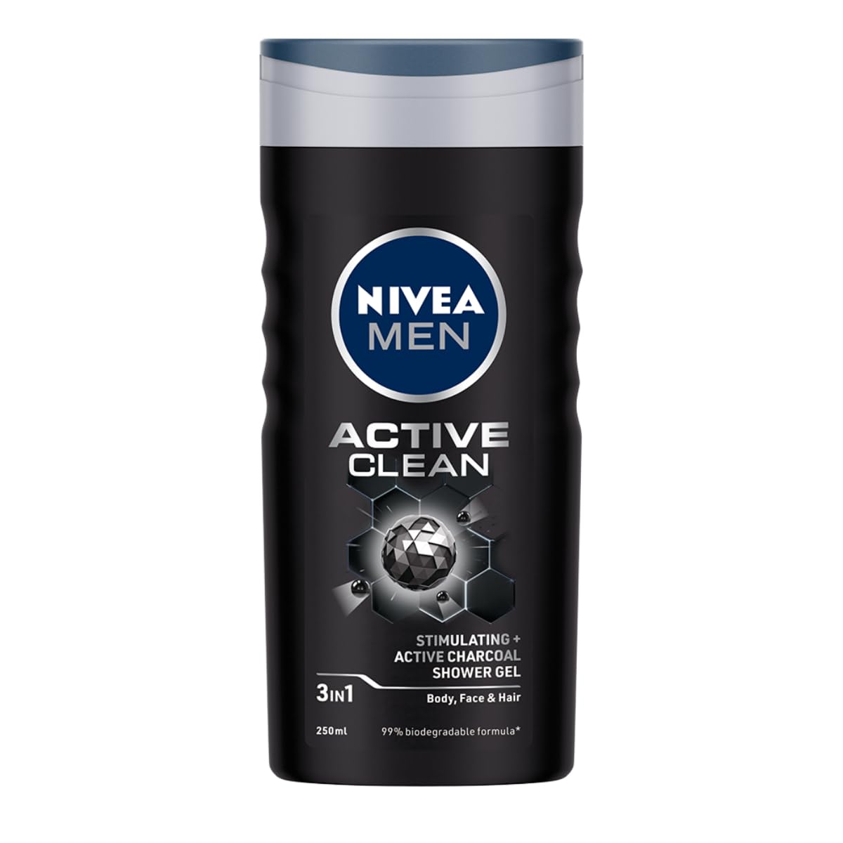 Nivea Men Hair, Face & Body Wash, Active Clean Shower Gel, 250Ml