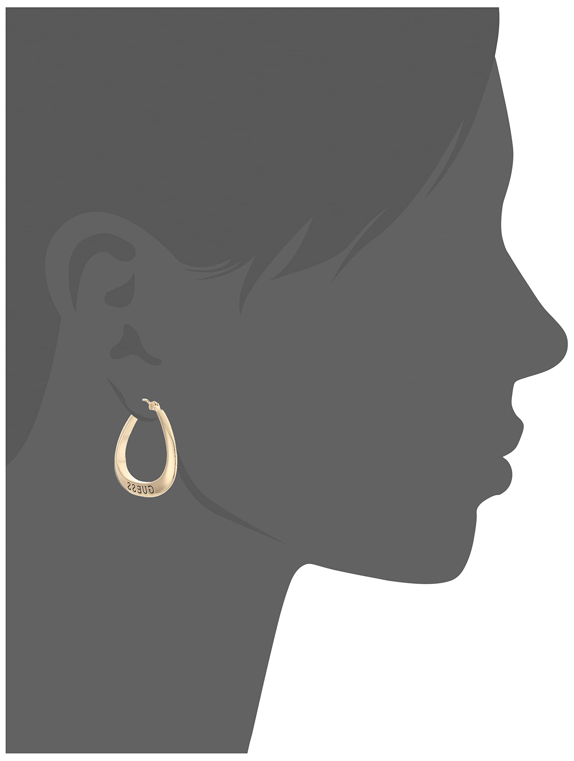 GUESS Basic Gold Small Oval Logo Hoop Earrings
